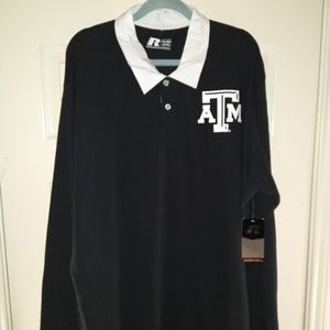 Russell Texas A&M Aggies Football Long Sleeve Polo Shirt Men's sz 3XL